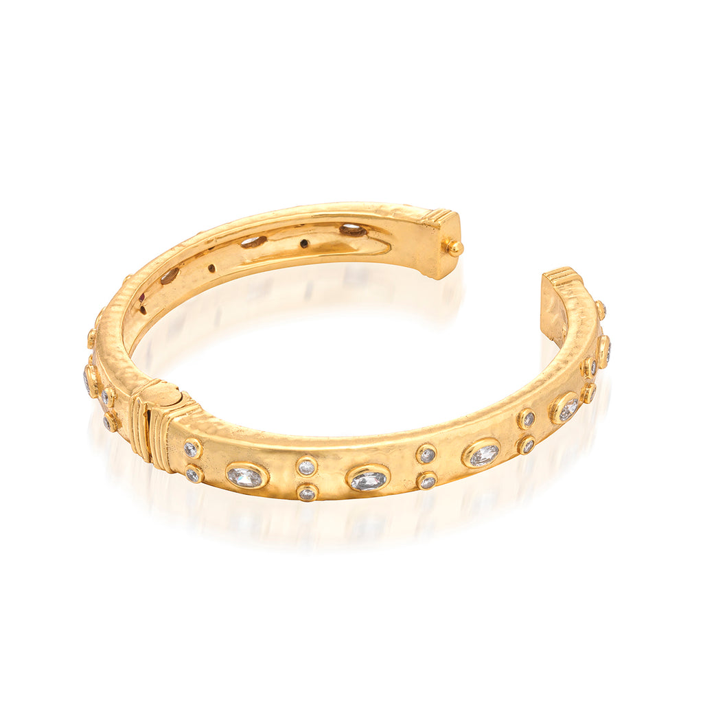Maharani Hinged Bangle in Clear Cubic Zirconia