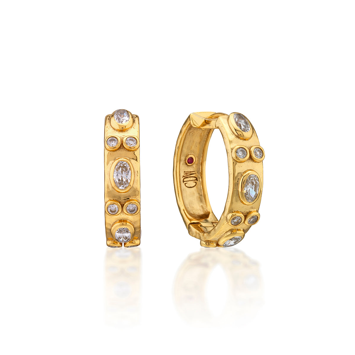 Maharani Huggie Hoop Earrings in Clear Cubic Zirconia