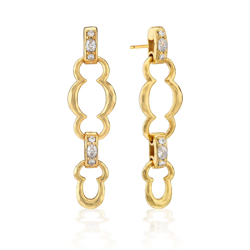 Maharani Grande Double Drop Earrings in Clear Cubic Zirconia