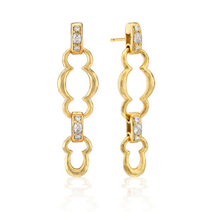 Maharani Grande Double Drop Earrings in Clear Cubic Zirconia
