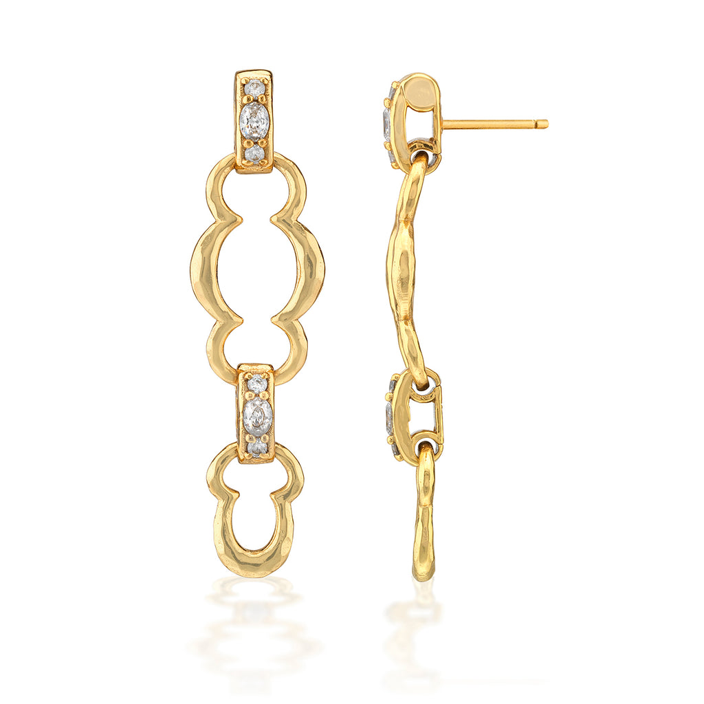 Maharani Grande Double Drop Earrings in Clear Cubic Zirconia