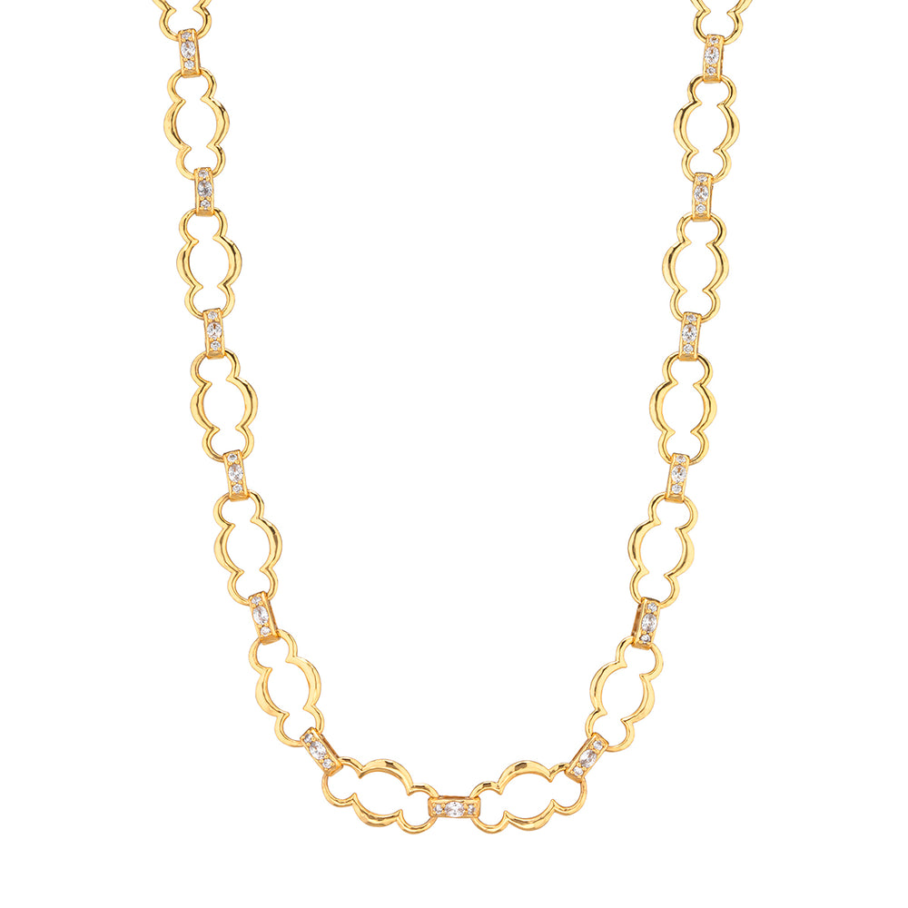 Maharani Grande Chain Necklace, 17"+2" in Clear Cubic Zirconia