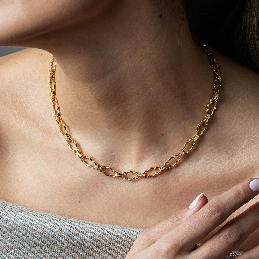 Maharani Petite Chain Necklace, 16"+2" in Clear Cubic Zirconia