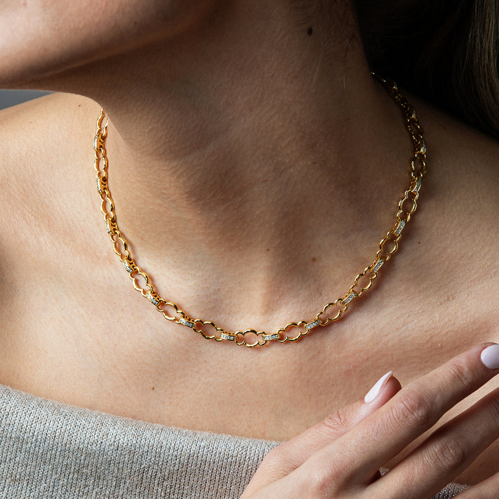 Maharani Petite Chain Necklace, 16"+2" in Clear Cubic Zirconia