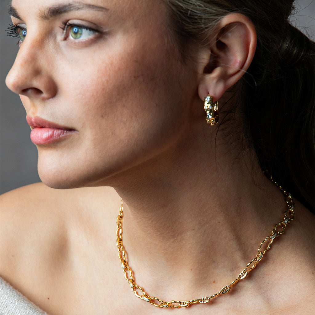 Maharani Petite Chain Necklace, 16"+2" in Clear Cubic Zirconia
