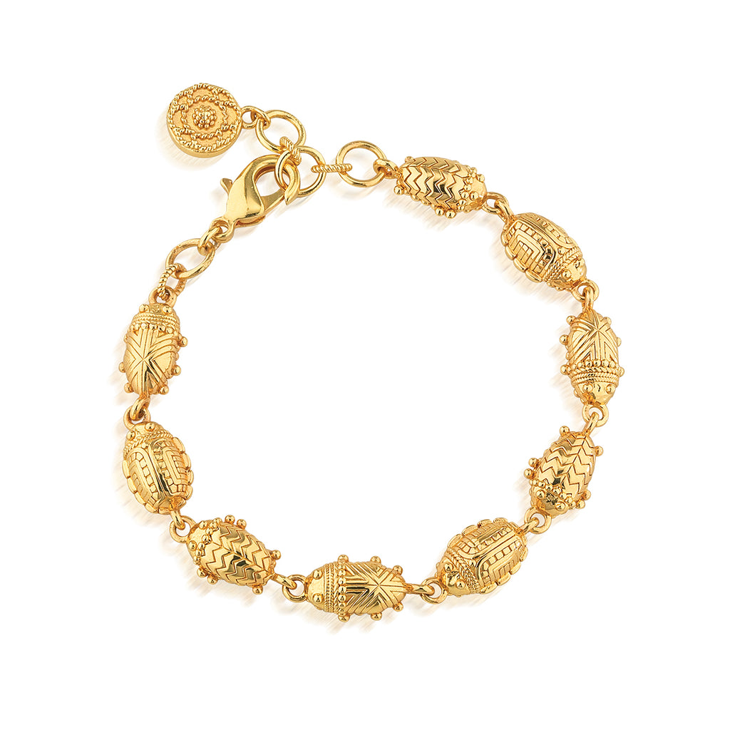 Scarab Petite Linear Link Bracelet, 6"+ 1" in Gold