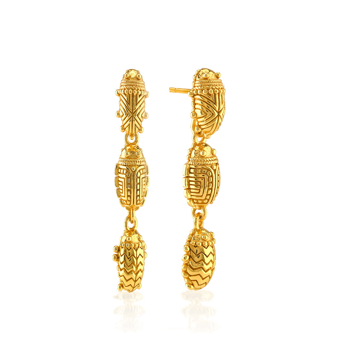 Scarab Petite Linear Earrings in Gold