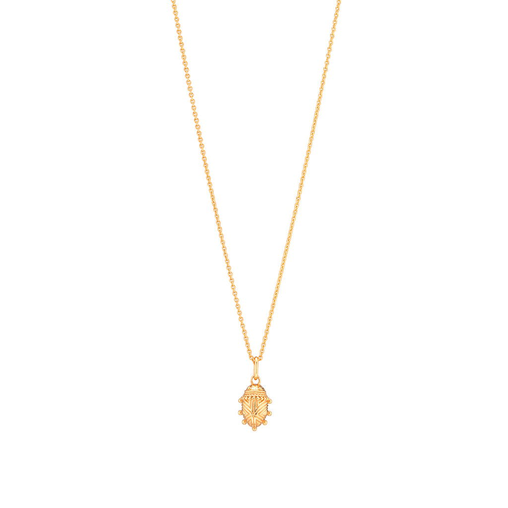 Scarab Petite Charm Necklace, 16"+2" in Gold
