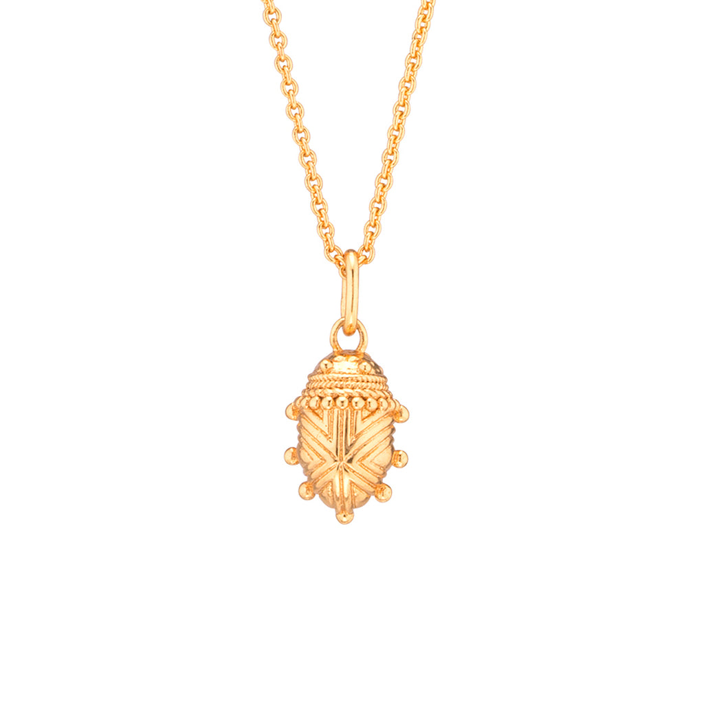 Scarab Petite Charm Necklace, 16"+2" in Gold