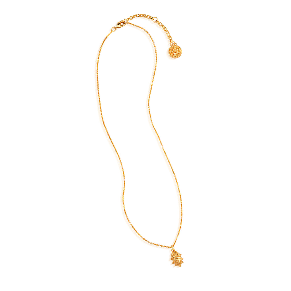 Scarab Petite Charm Necklace, 16"+2" in Gold