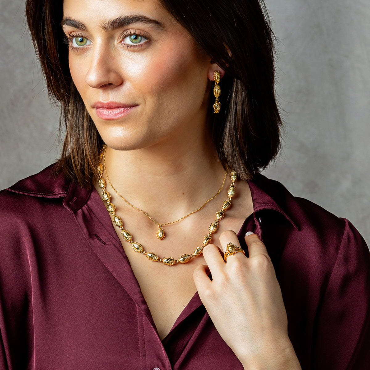 Scarab Petite Charm Necklace, 16"+2" in Gold