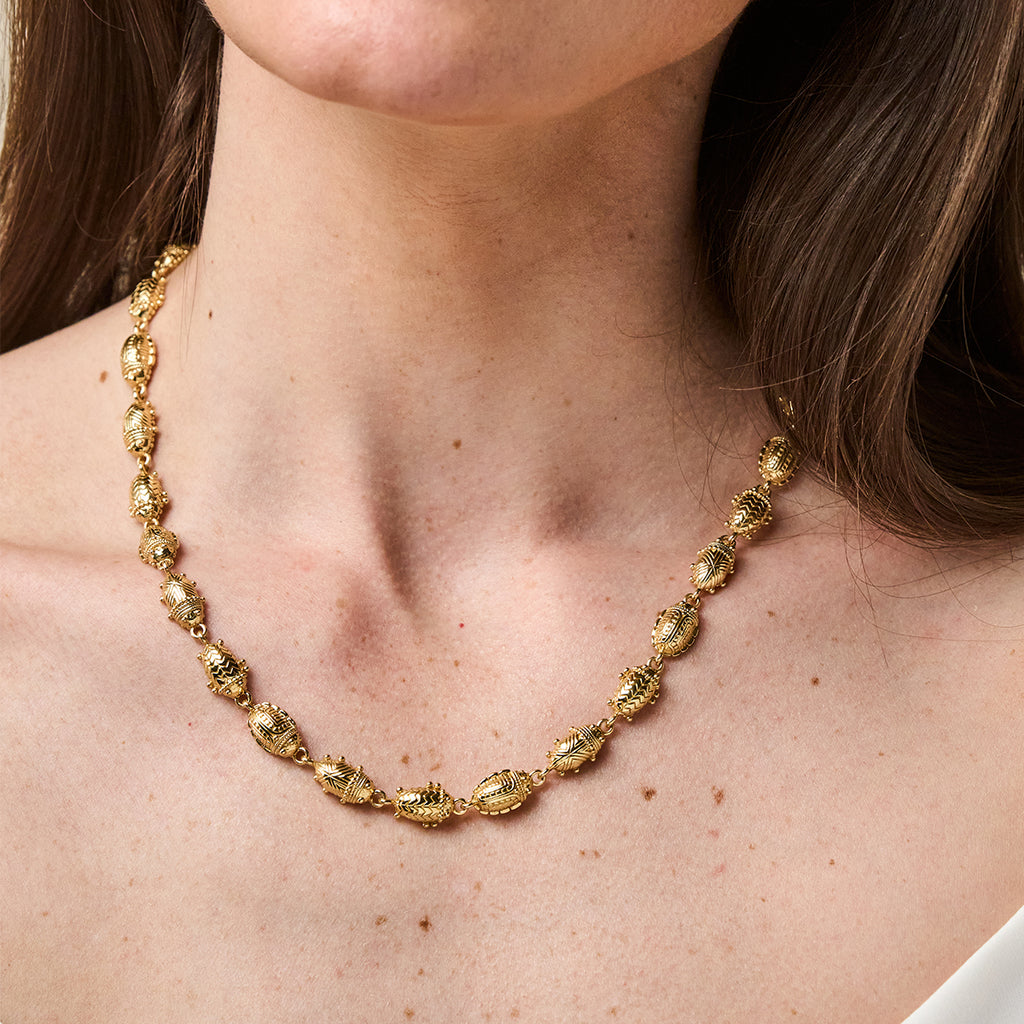 Scarab Petite Linear Link Necklace, 18"+ 1" in Gold