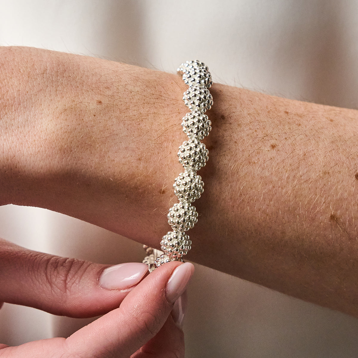 Berry Eternity Hinged Bangle in Silver