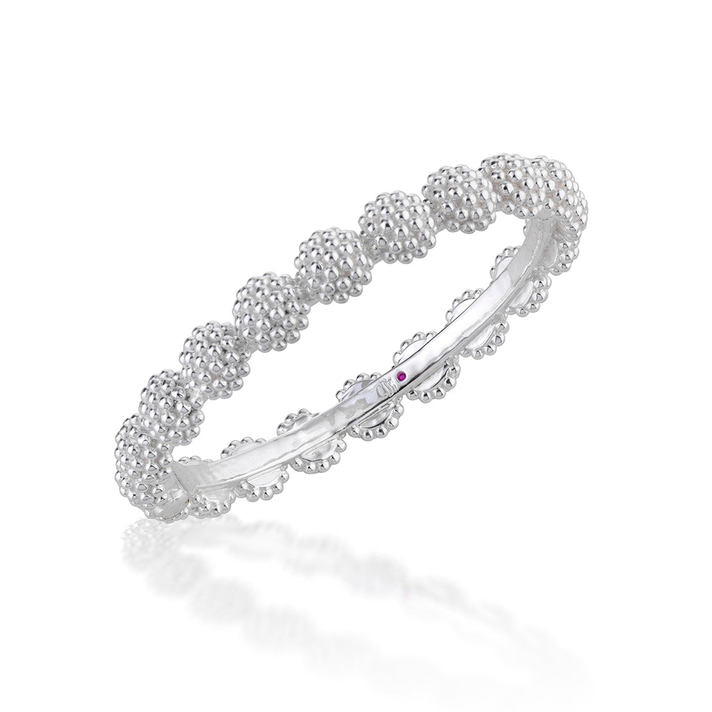 Berry Eternity Hinged Bangle in Silver