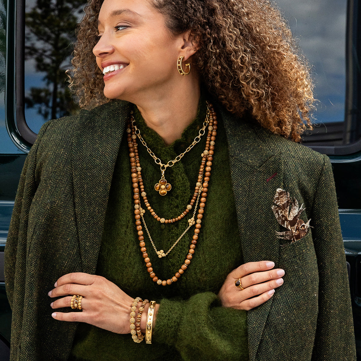 Berry Stretch Bracelet in Teak