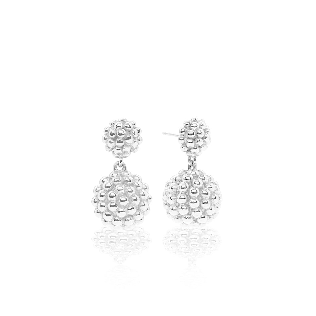 Berry Double Drop Earrings in Silver
