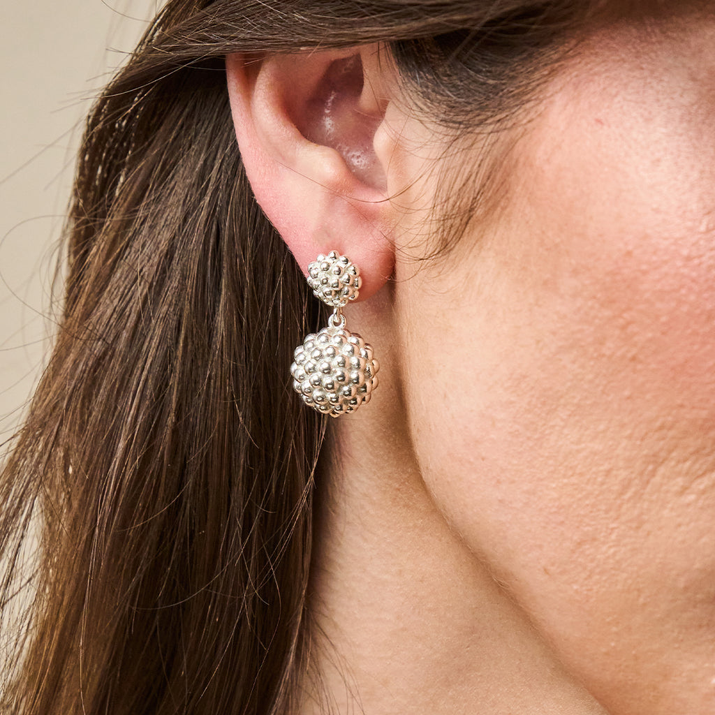 Berry Double Drop Earrings in Silver