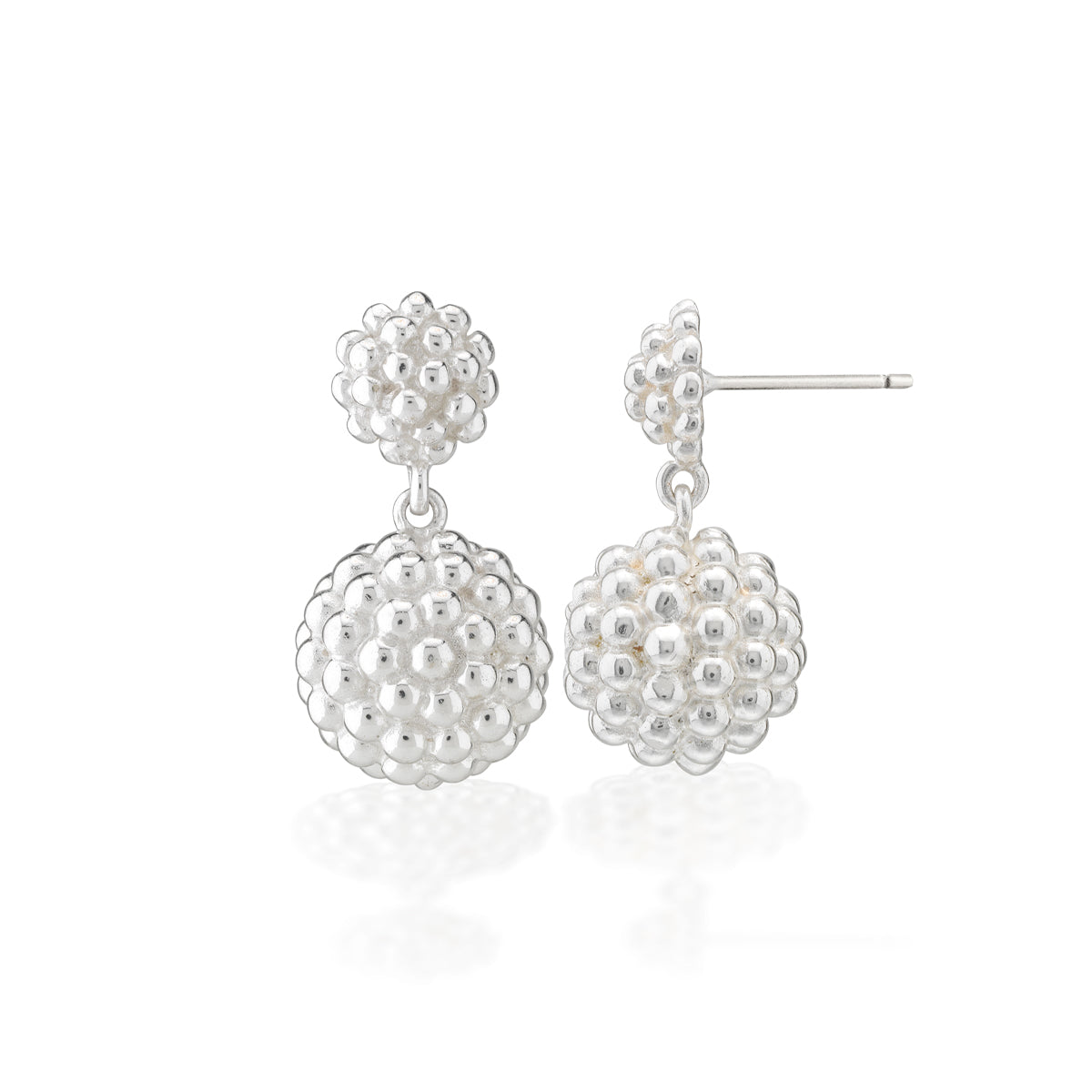 Berry Double Drop Earrings in Silver