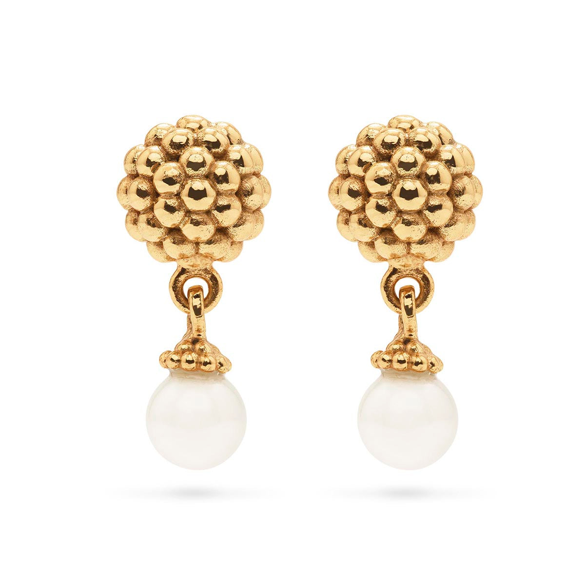 Berry Drop Stud Earrings in Pearl