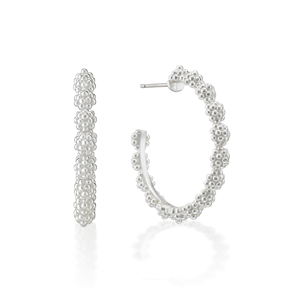 Berry Icon Medium Hoop Earrings in Silver