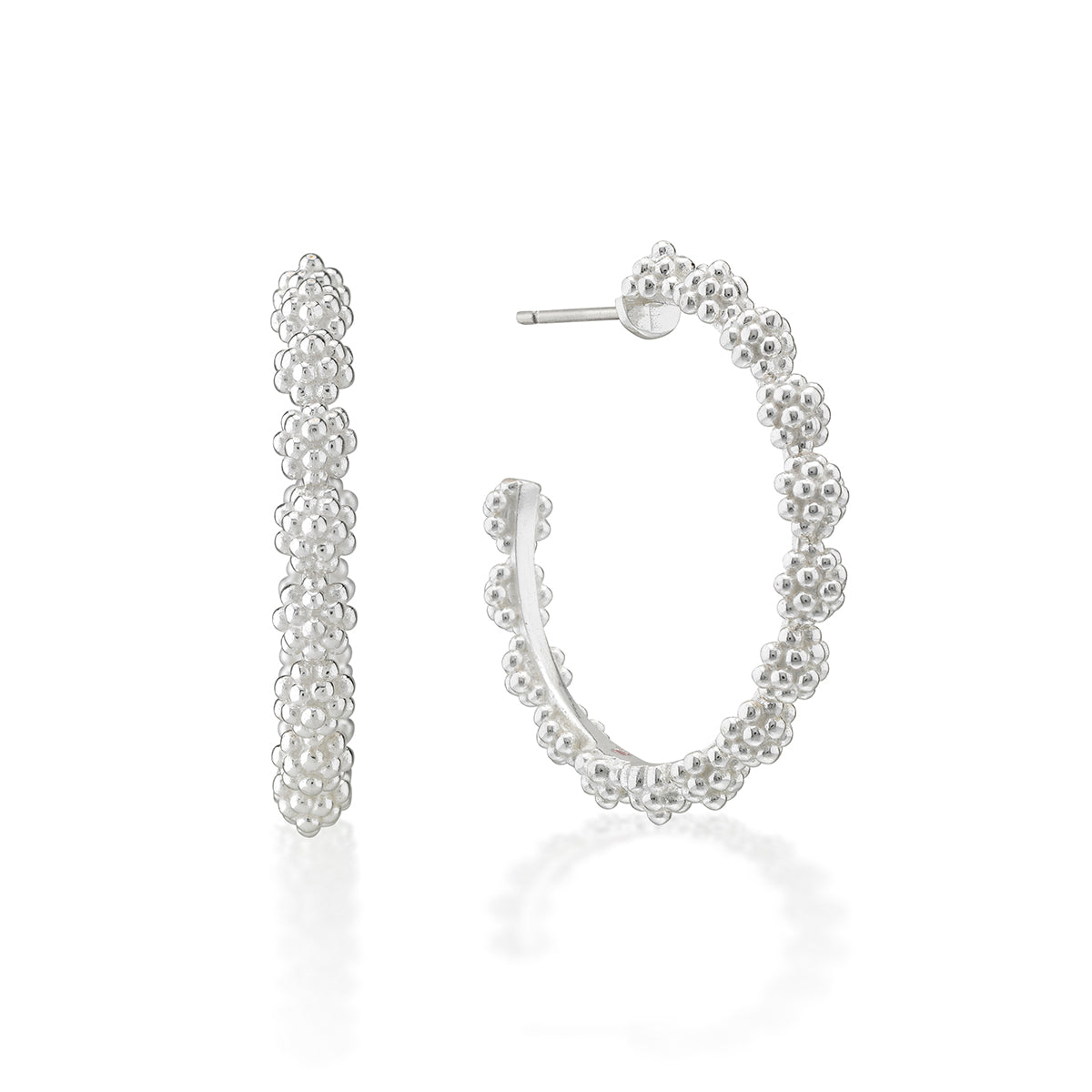 Berry Icon Medium Hoop Earrings in Silver