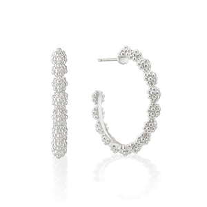 Berry Icon Medium Hoop Earrings in Silver