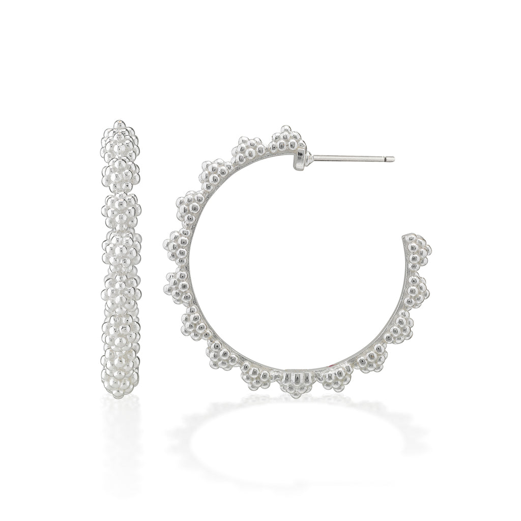 Berry Icon Medium Hoop Earrings in Silver