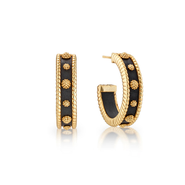 Berry Medium Hoop Earrings in Ebony | Over The Moon