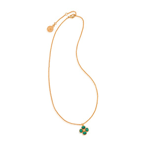 Berry Clover Double Sided Charm Necklace, 16"+ 2" in Malachite
