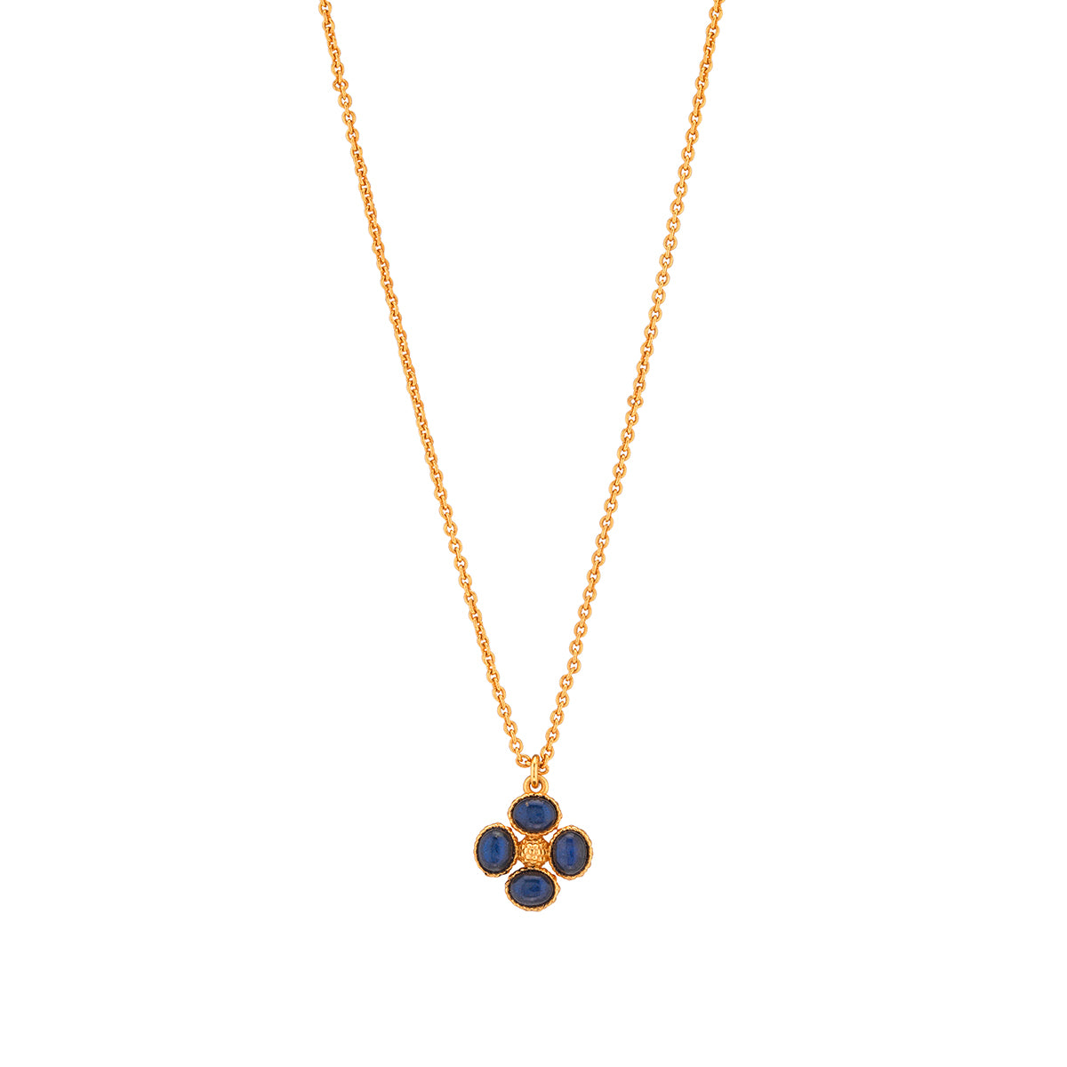 Berry Clover Double Sided Charm Necklace, 16"+ 2" in Blue Labradorite
