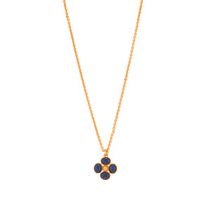 Berry Clover Double Sided Charm Necklace, 16"+ 2" in Blue Labradorite