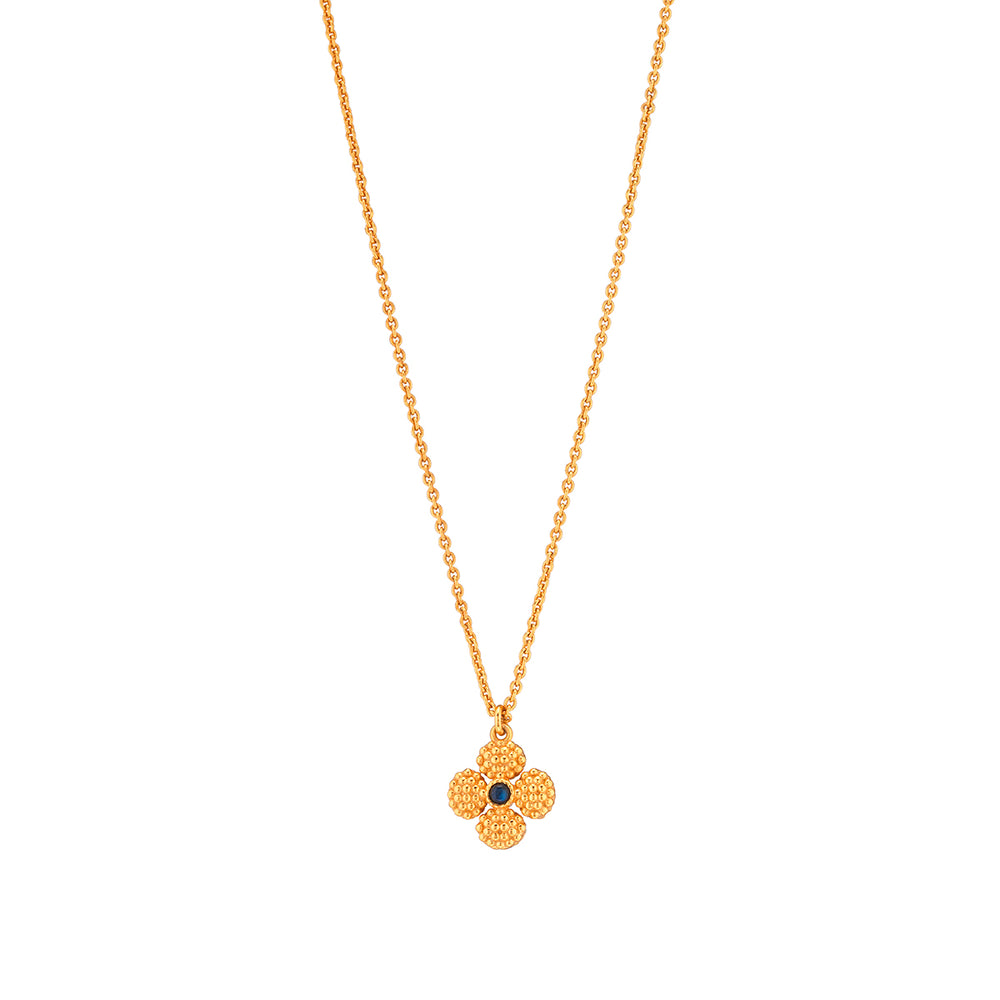 Berry Clover Double Sided Charm Necklace, 16"+ 2" in Blue Labradorite