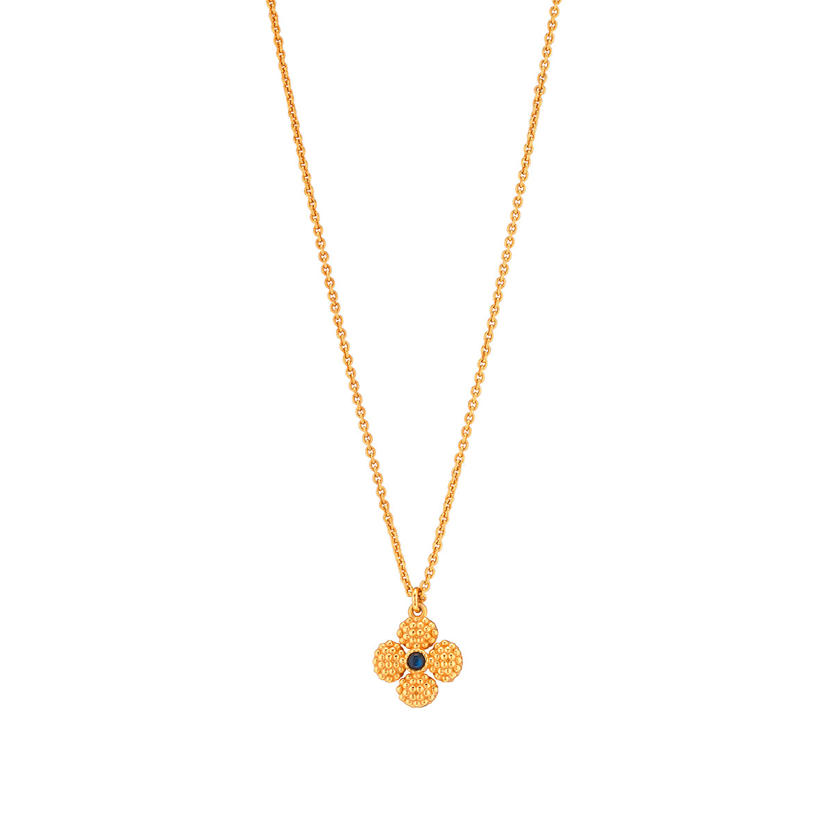 Berry Clover Double Sided Charm Necklace, 16"+ 2" in Blue Labradorite