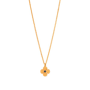 Berry Clover Double Sided Charm Necklace, 16"+ 2" in Blue Labradorite