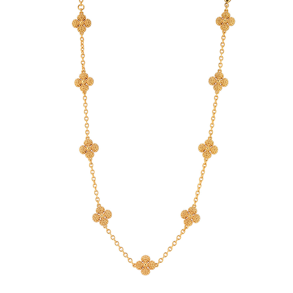 Berry Clover Double Sided Necklace in Gold