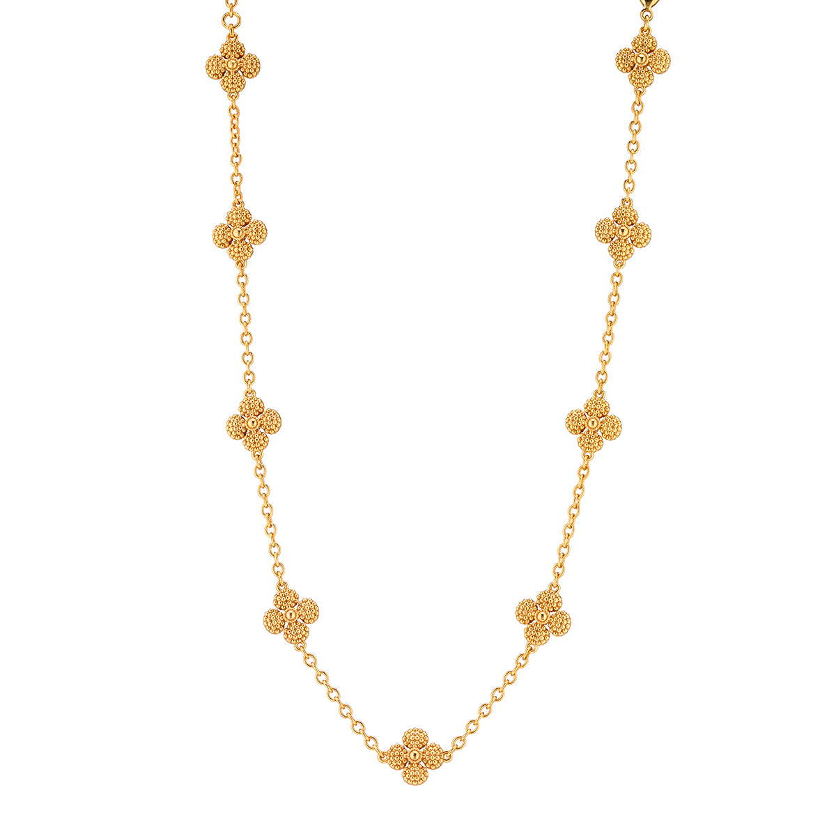 Berry Clover Double Sided Necklace in Gold
