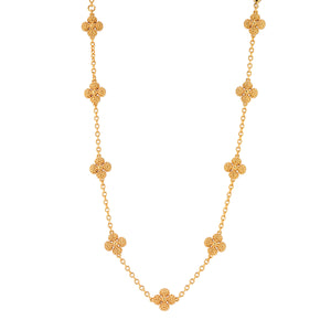 Berry Clover Double Sided Necklace in Gold
