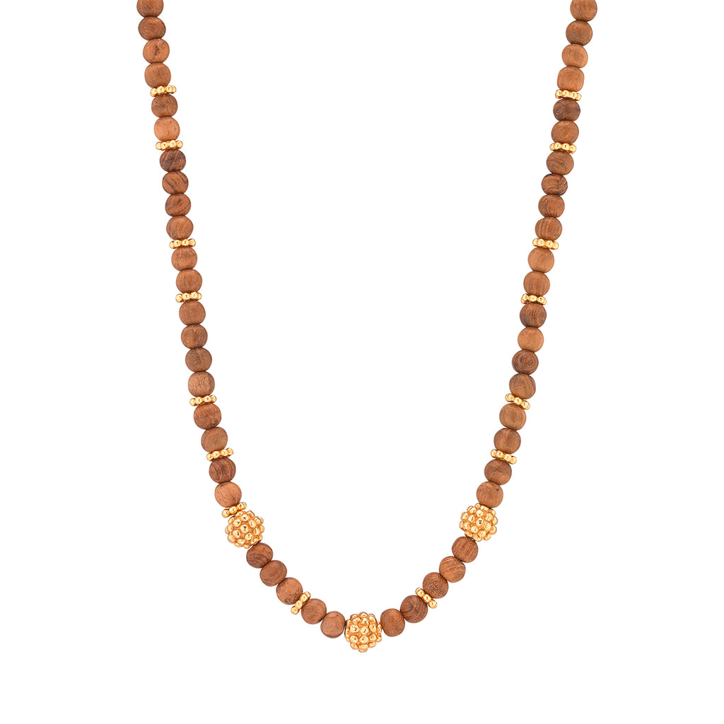 Berry Single Strand Beads Necklace in Teak