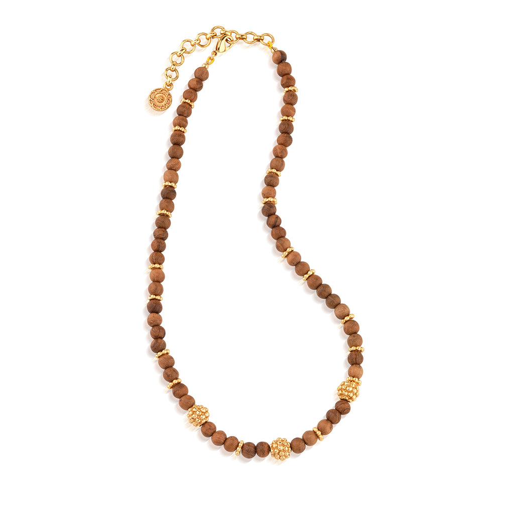 Berry Single Strand Beads Necklace in Teak