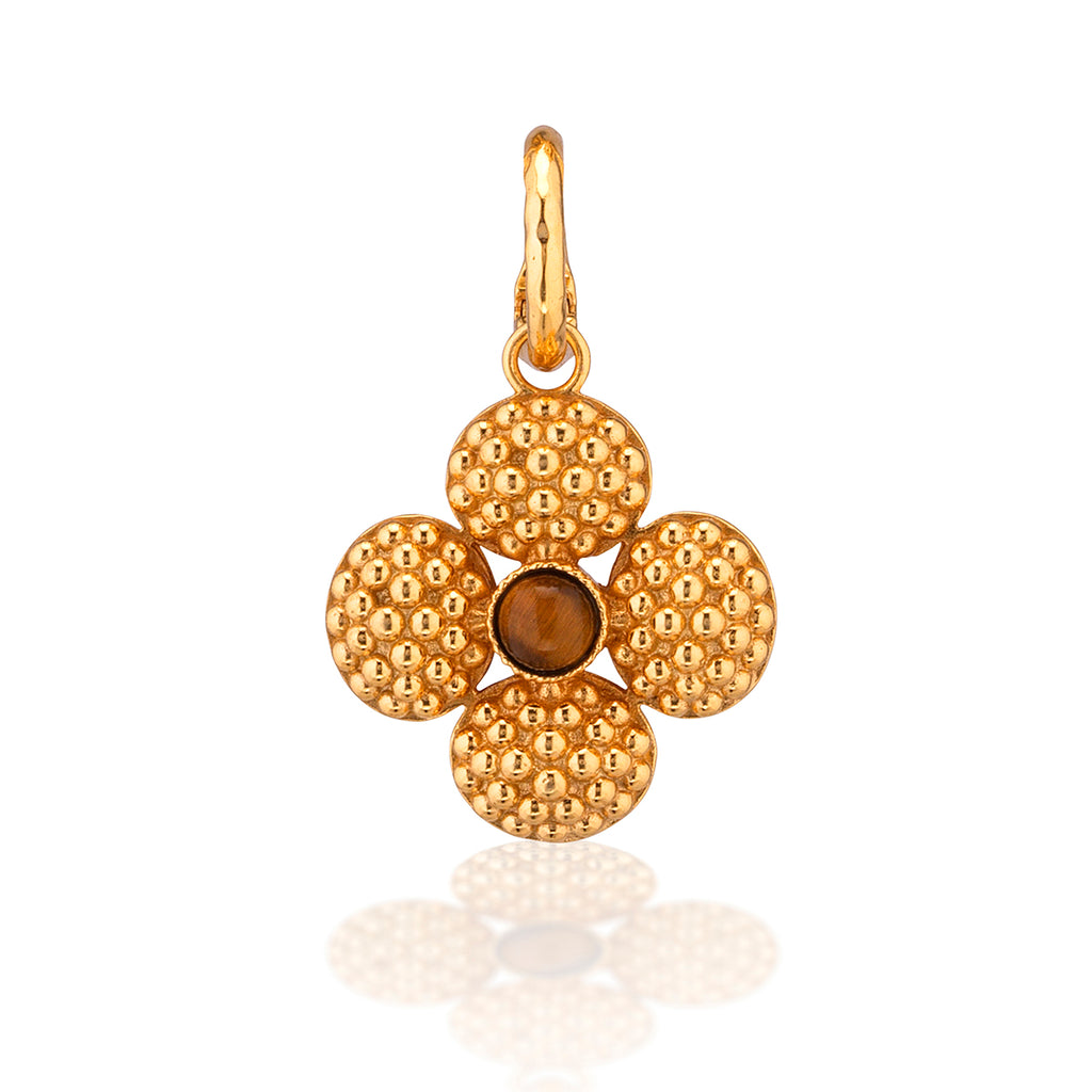 Berry Clover Double Sided Charm/Pendant in Tiger’s Eye