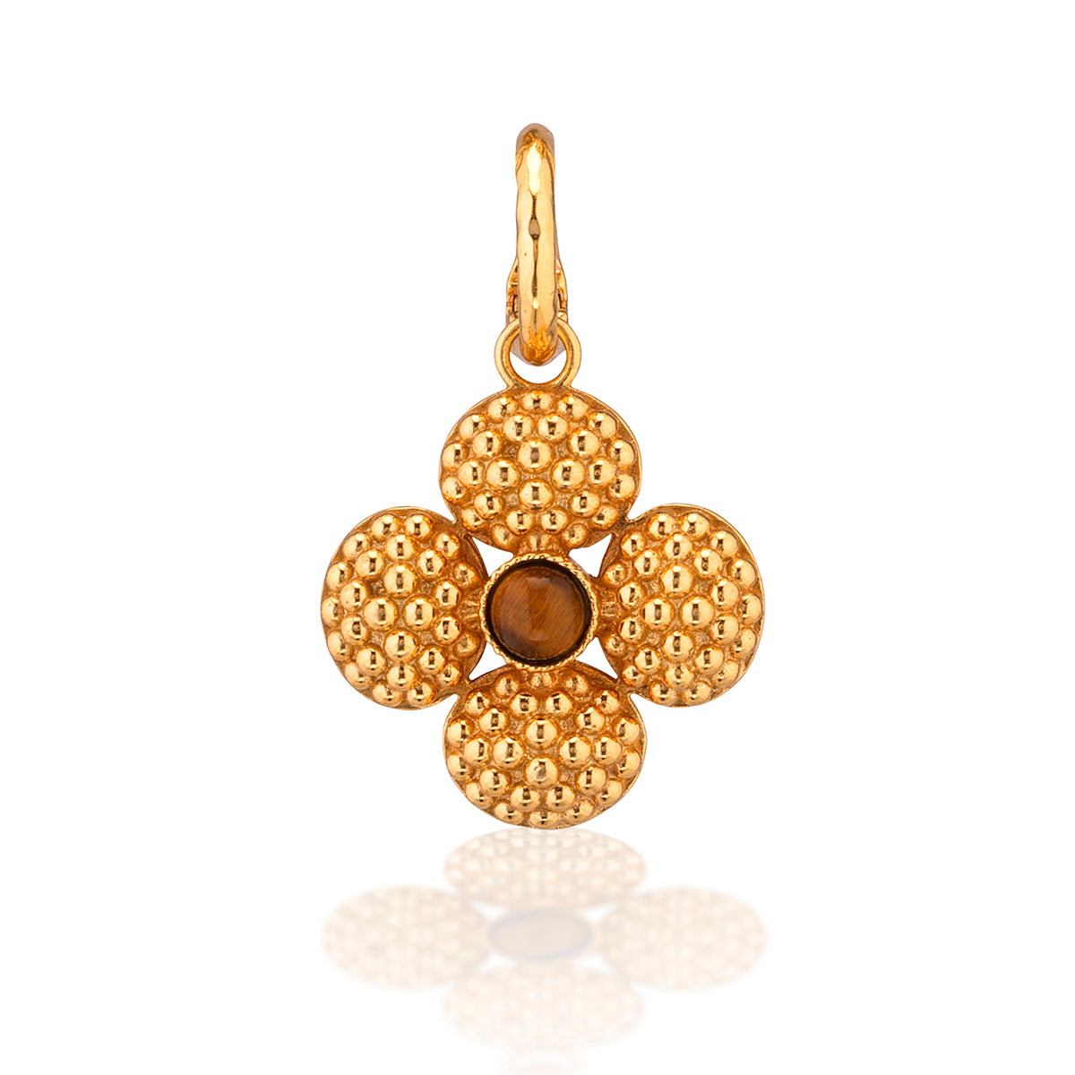 Berry Clover Double Sided Charm/Pendant in Tiger’s Eye