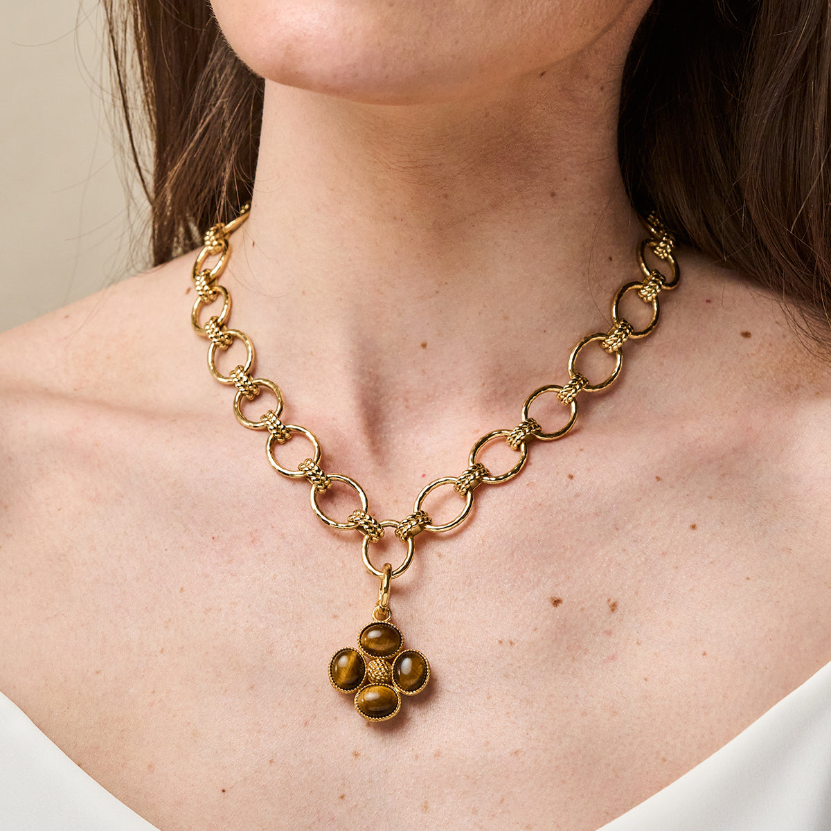 Berry Clover Double Sided Charm/Pendant in Tiger’s Eye
