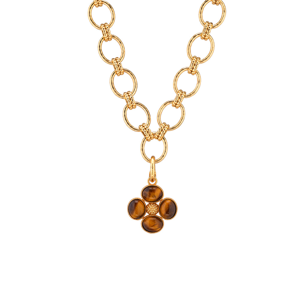 Berry Clover Double Sided Charm/Pendant in Tiger’s Eye
