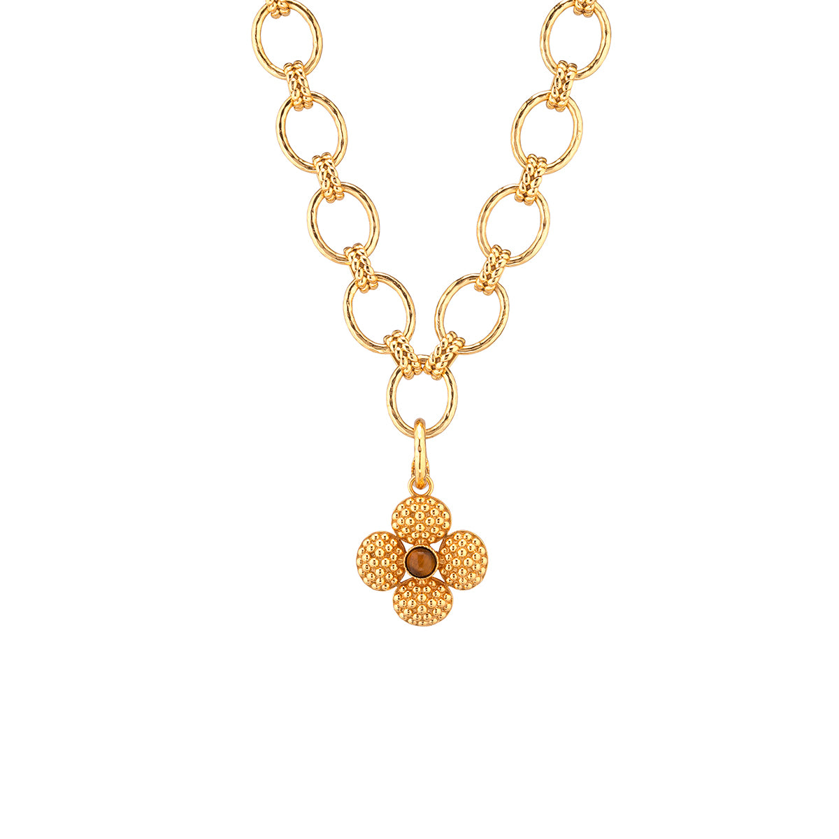 Berry Clover Double Sided Charm/Pendant in Tiger’s Eye