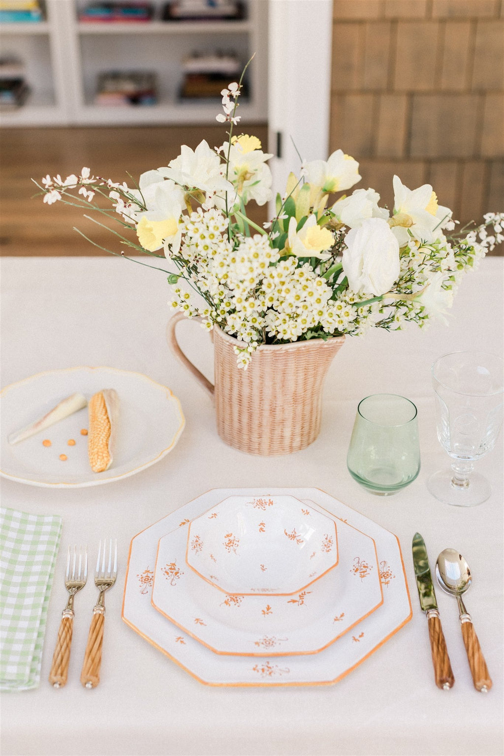 Table Setting with Osier Milk or Juice Pitcher, Natural