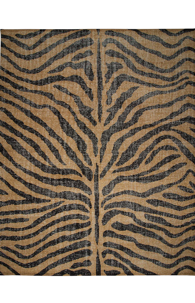 Zebre Hand-Knotted Rug in Brown & Black