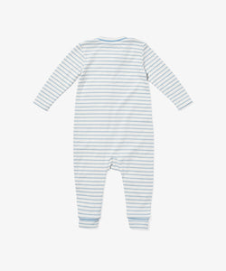 Ziggy Zip Romper in Dusty Blue Mini Stripe
