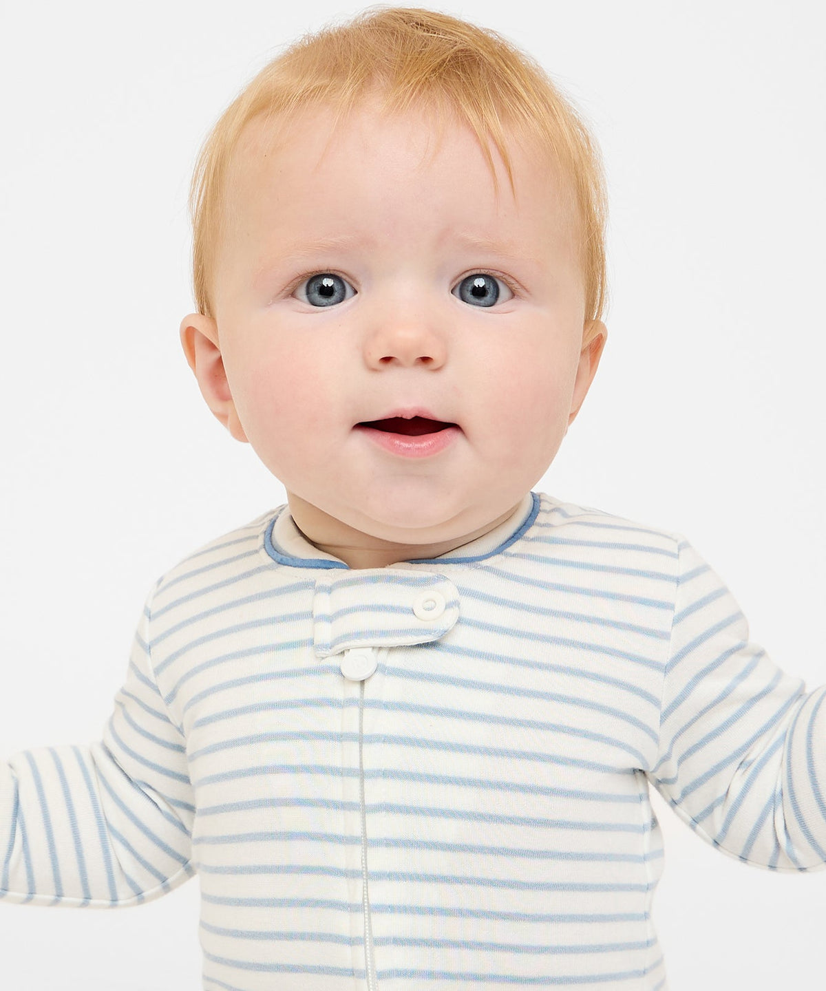 Ziggy Zip Romper in Dusty Blue Mini Stripe