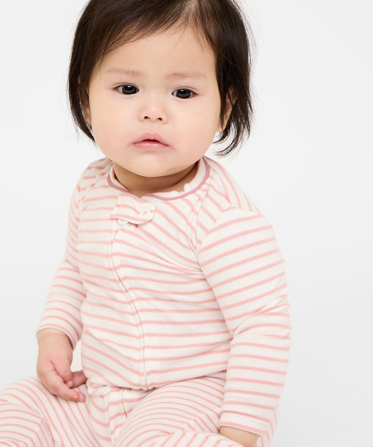 Ziggy Zip Romper in Dusty Rose Mini Stripe