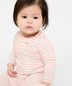 Ziggy Zip Romper in Dusty Rose Mini Stripe